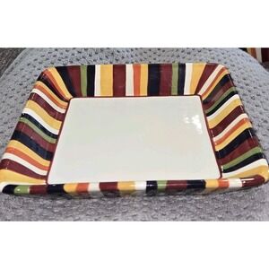 The Pampered‎ Chef Simple Addi+ions 7 In Square Striped Plate Dish
